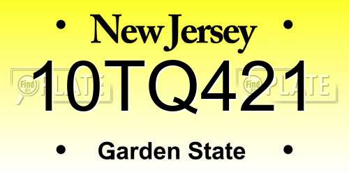 10TQ421 New Jersey License Plate