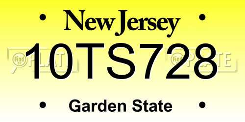 10TS728 New Jersey License Plate
