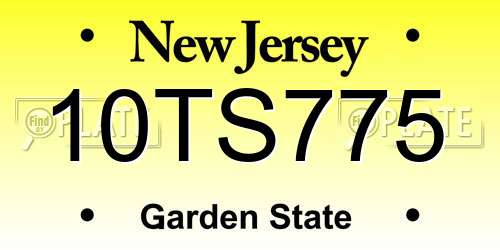 10TS775 New Jersey License Plate