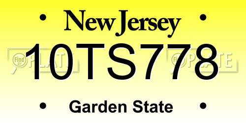 10TS778 New Jersey License Plate