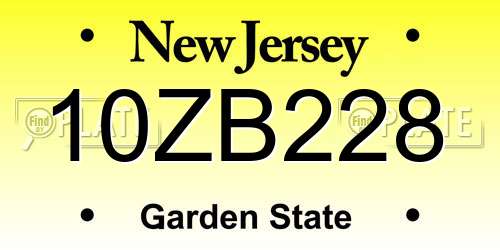 10ZB228 New Jersey License Plate