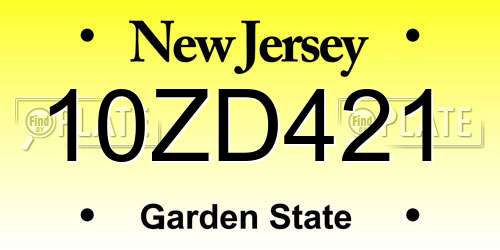 10ZD421 New Jersey License Plate