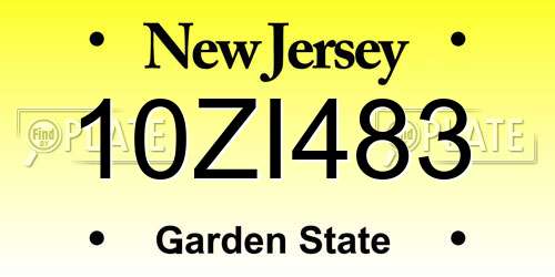 10ZI483 New Jersey License Plate