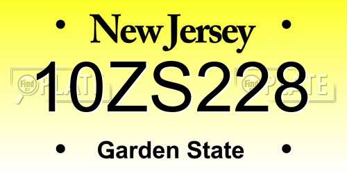 10ZS228 New Jersey License Plate