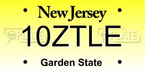 10ZTLE New Jersey License Plate
