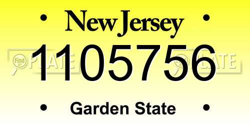 1105756 New Jersey License Plate