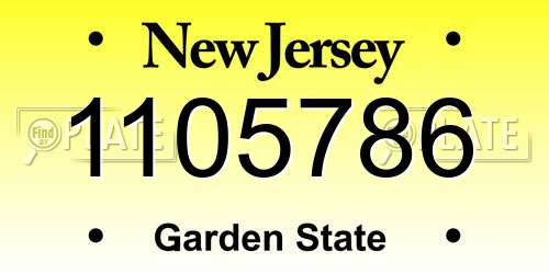 1105786 New Jersey License Plate