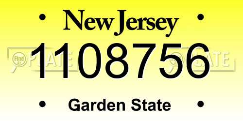 1108756 New Jersey License Plate