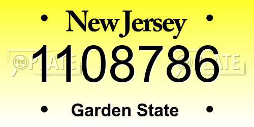 1108786 New Jersey License Plate