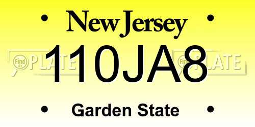 110JA8 New Jersey License Plate