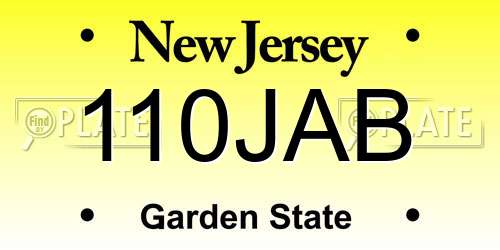 110JAB New Jersey License Plate