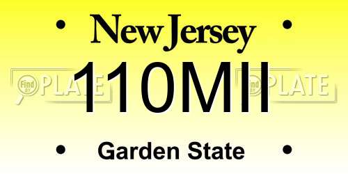 110MII New Jersey License Plate