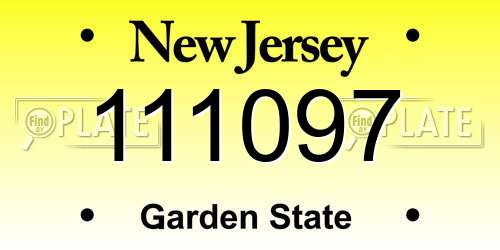 111097 New Jersey License Plate