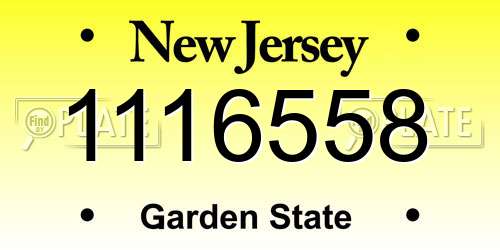 1116558 New Jersey License Plate