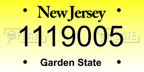 1119005 New Jersey License Plate