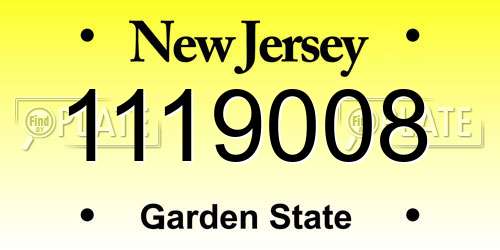 1119008 New Jersey License Plate