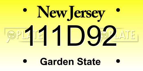 111D92 New Jersey License Plate