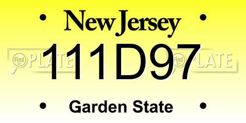 111D97 New Jersey License Plate
