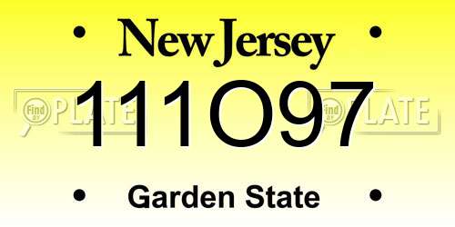 111O97 New Jersey License Plate