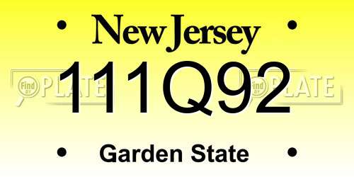 111Q92 New Jersey License Plate