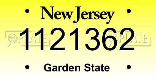 1121362 New Jersey License Plate