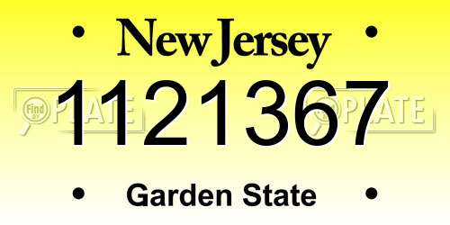 1121367 New Jersey License Plate