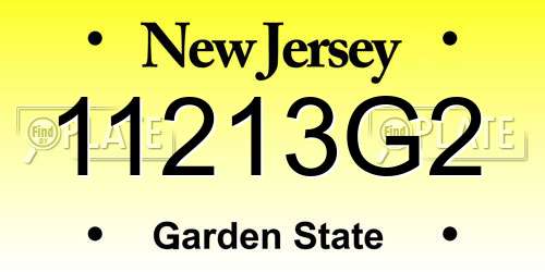11213G2 New Jersey License Plate