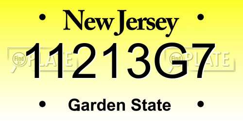 11213G7 New Jersey License Plate