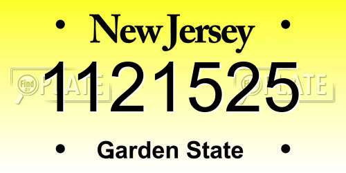 1121525 New Jersey License Plate