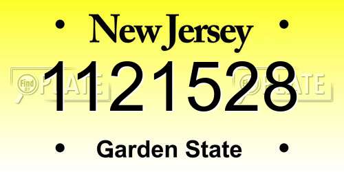 1121528 New Jersey License Plate