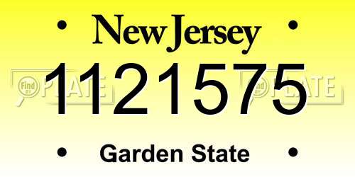 1121575 New Jersey License Plate