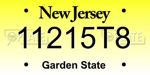 11215T8 New Jersey License Plate