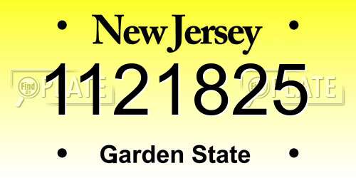1121825 New Jersey License Plate