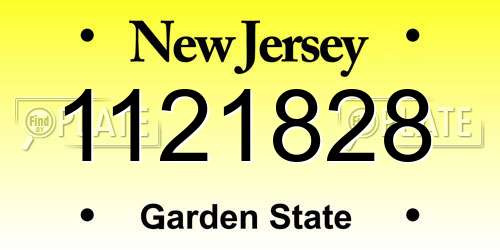 1121828 New Jersey License Plate