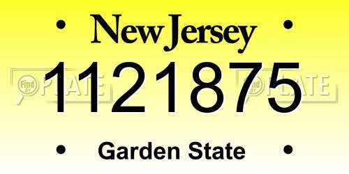 1121875 New Jersey License Plate