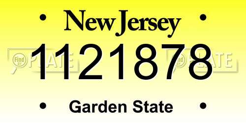 1121878 New Jersey License Plate