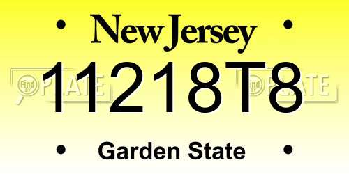 11218T8 New Jersey License Plate