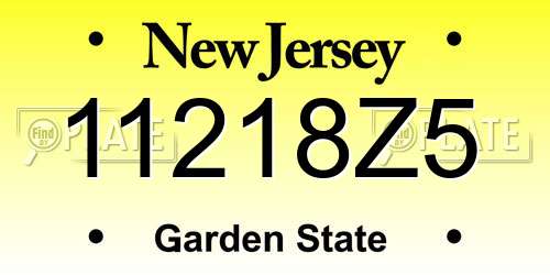 11218Z5 New Jersey License Plate
