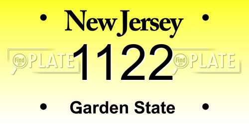 1122 New Jersey License Plate