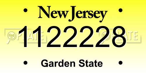 1122228 New Jersey License Plate