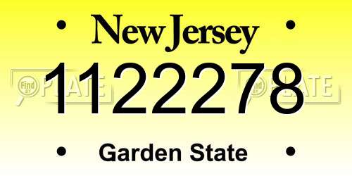 1122278 New Jersey License Plate