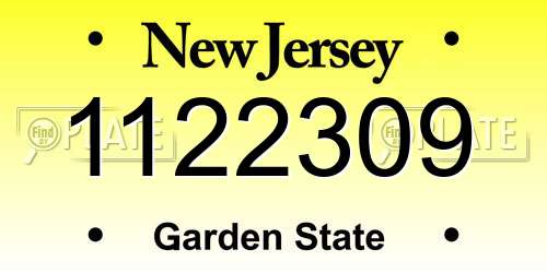 1122309 New Jersey License Plate