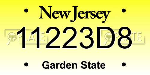 11223D8 New Jersey License Plate