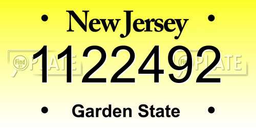 1122492 New Jersey License Plate
