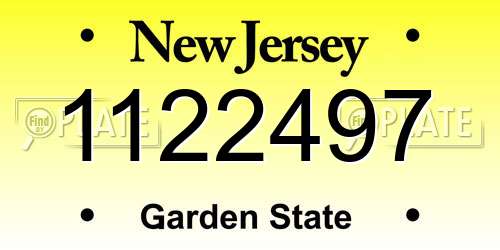 1122497 New Jersey License Plate