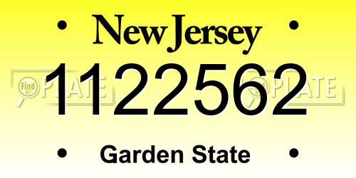 1122562 New Jersey License Plate