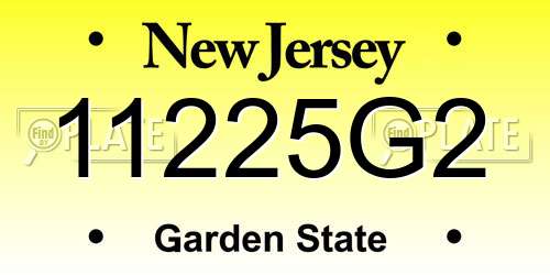 11225G2 New Jersey License Plate