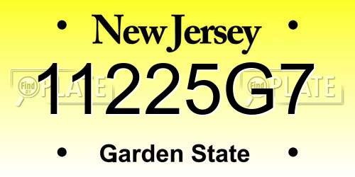 11225G7 New Jersey License Plate