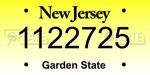 1122725 New Jersey License Plate