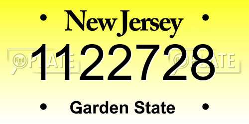 1122728 New Jersey License Plate